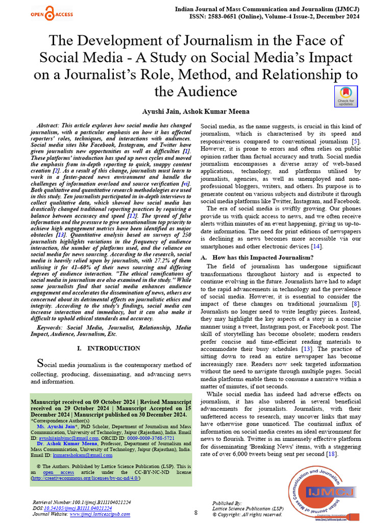 Impact of Social Media on Journalism | PDF | Journalism | Social Media