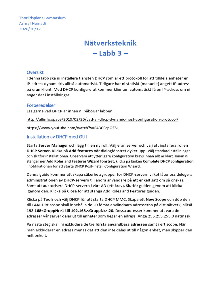 Nätverksteknik Labb 3 - NAINAR0 | PDF
