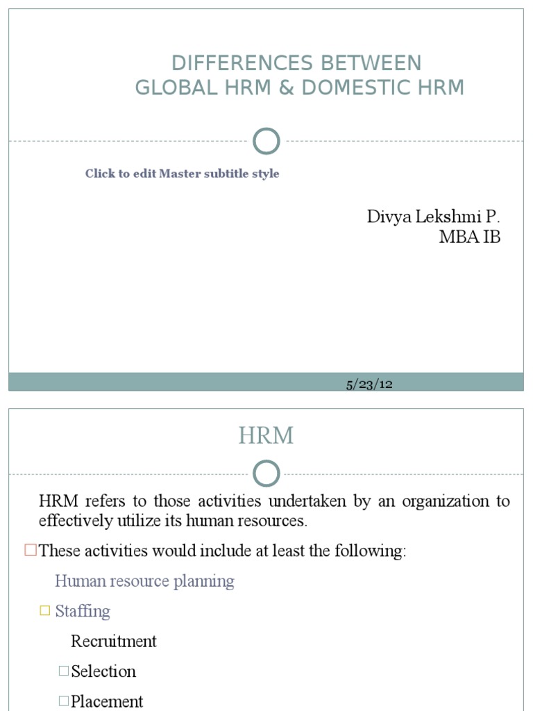 Differences Between GHRM and Ihrm | PDF | Human Resource Management ...