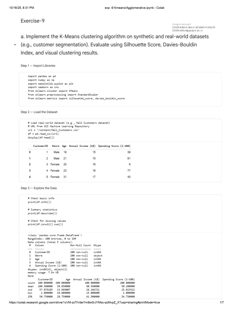 K-Means & Agglomerative Clustering Analysis | PDF | Cluster Analysis ...