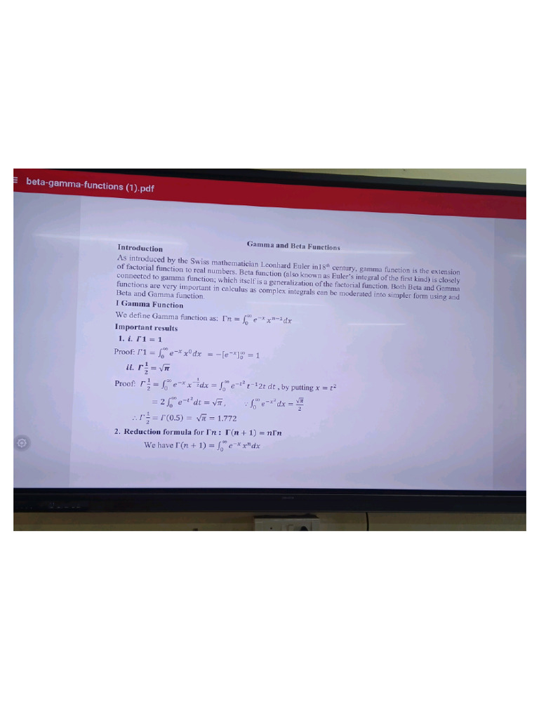 Maths Gamma & Beta Functions | PDF