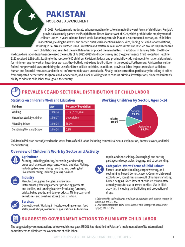 Pakistan's 2023 Child Labor Report | PDF | Child Labour | Human Trafficking