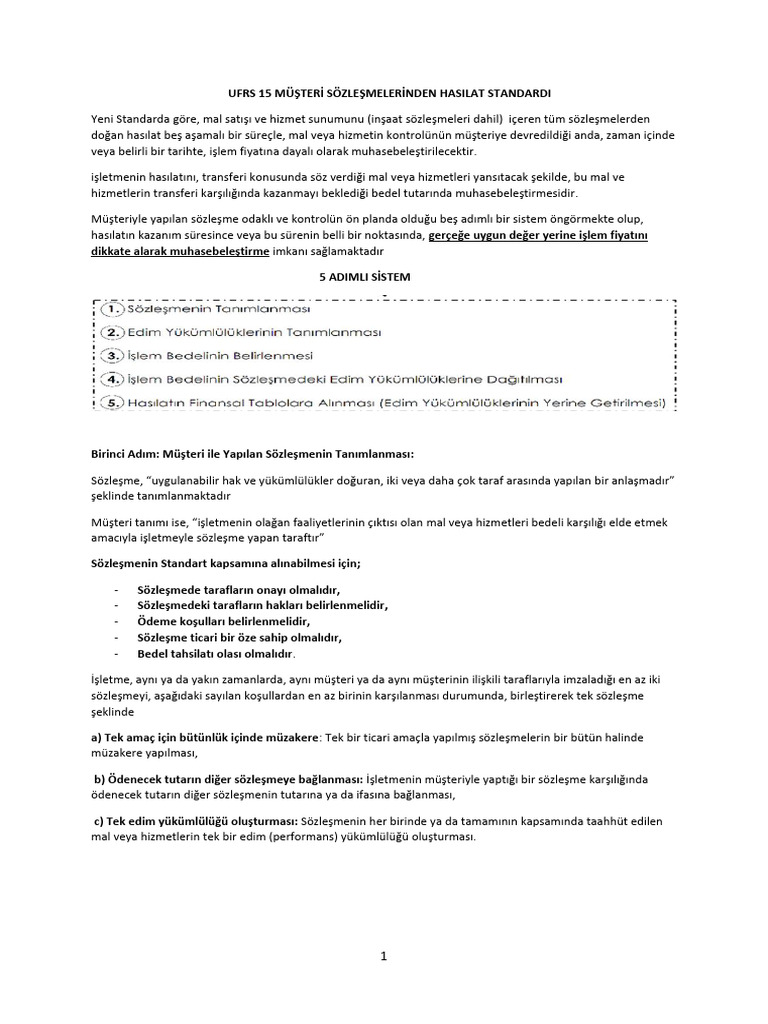 TFRS 15 Musteri Sozlesmeleri Standardi | PDF