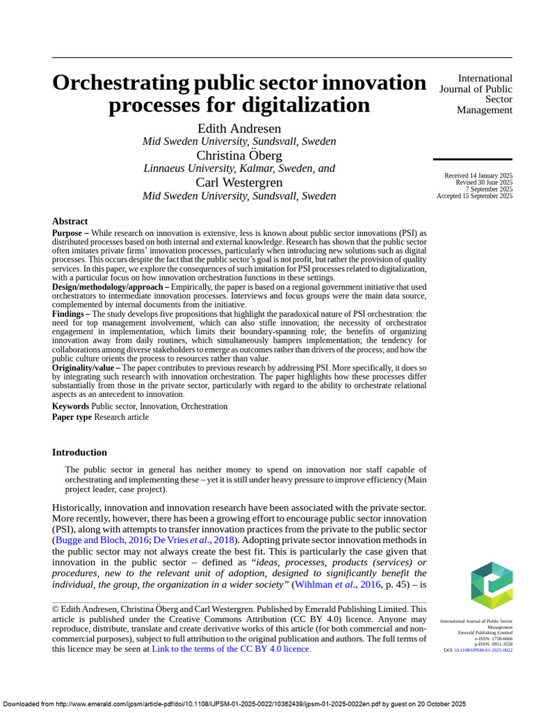 Public Sector Innovation Orchestration | PDF | Innovation | Leadership