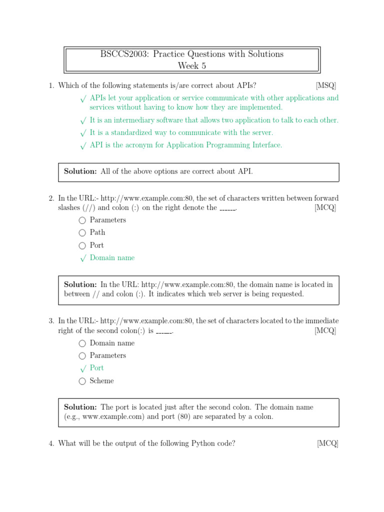 Week5 Practice WithAnswers | PDF | Web Server | Internet & Web