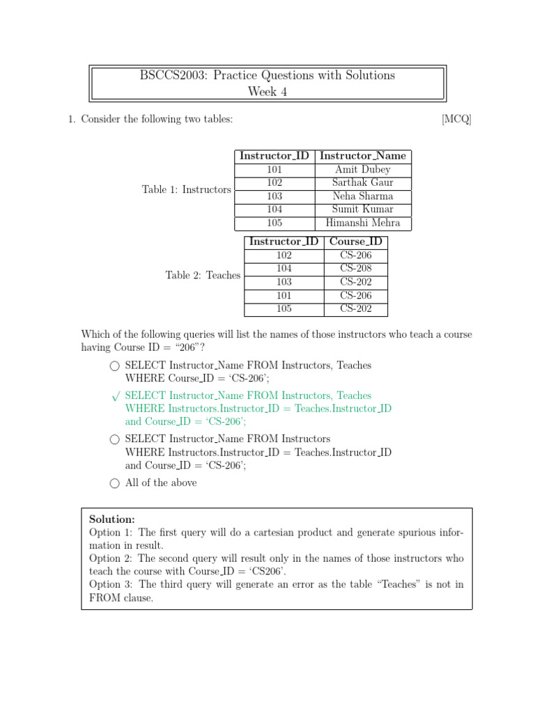SQL Practice Questions and Solutions | PDF | Comma Separated Values ...