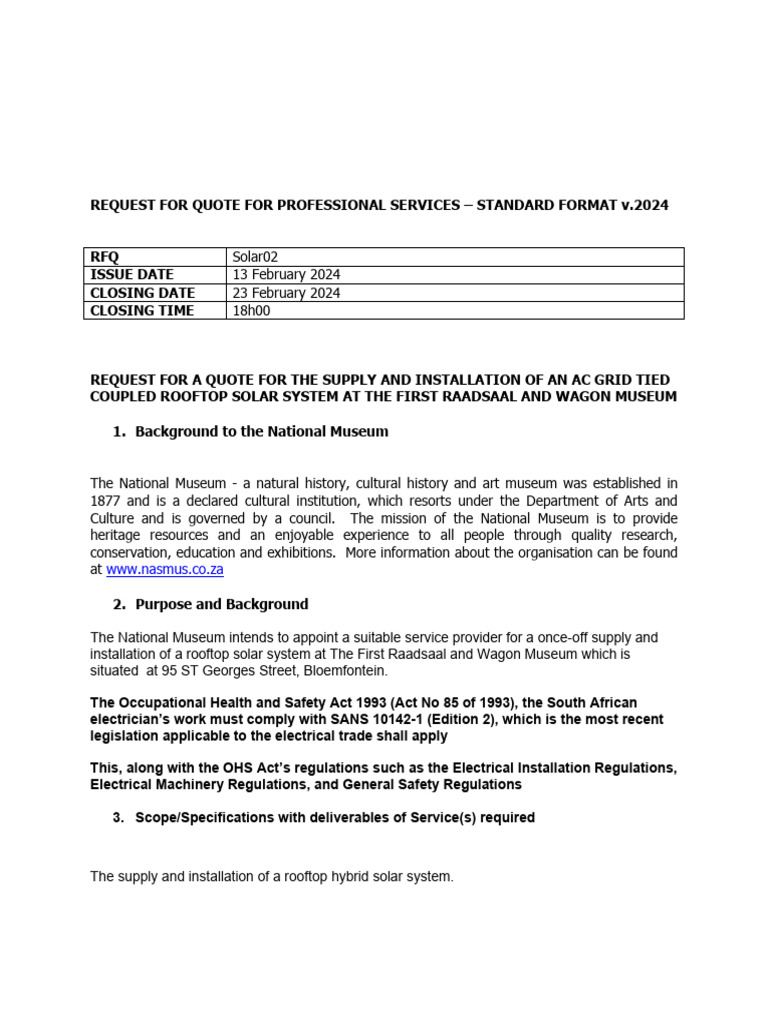 RFQ for Rooftop Solar System Installation | PDF | Solar Panel ...