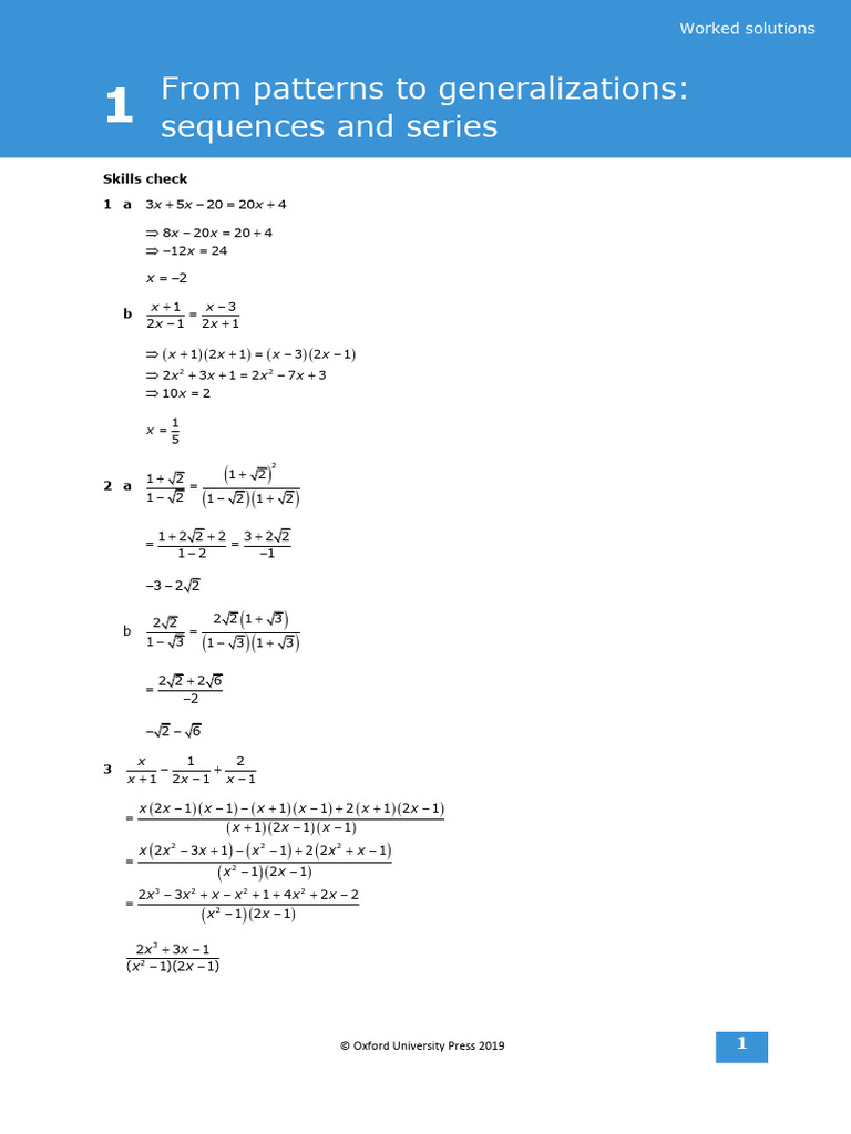 Worked Solutions for Sequences & Series | PDF | Mathematics | Number Theory