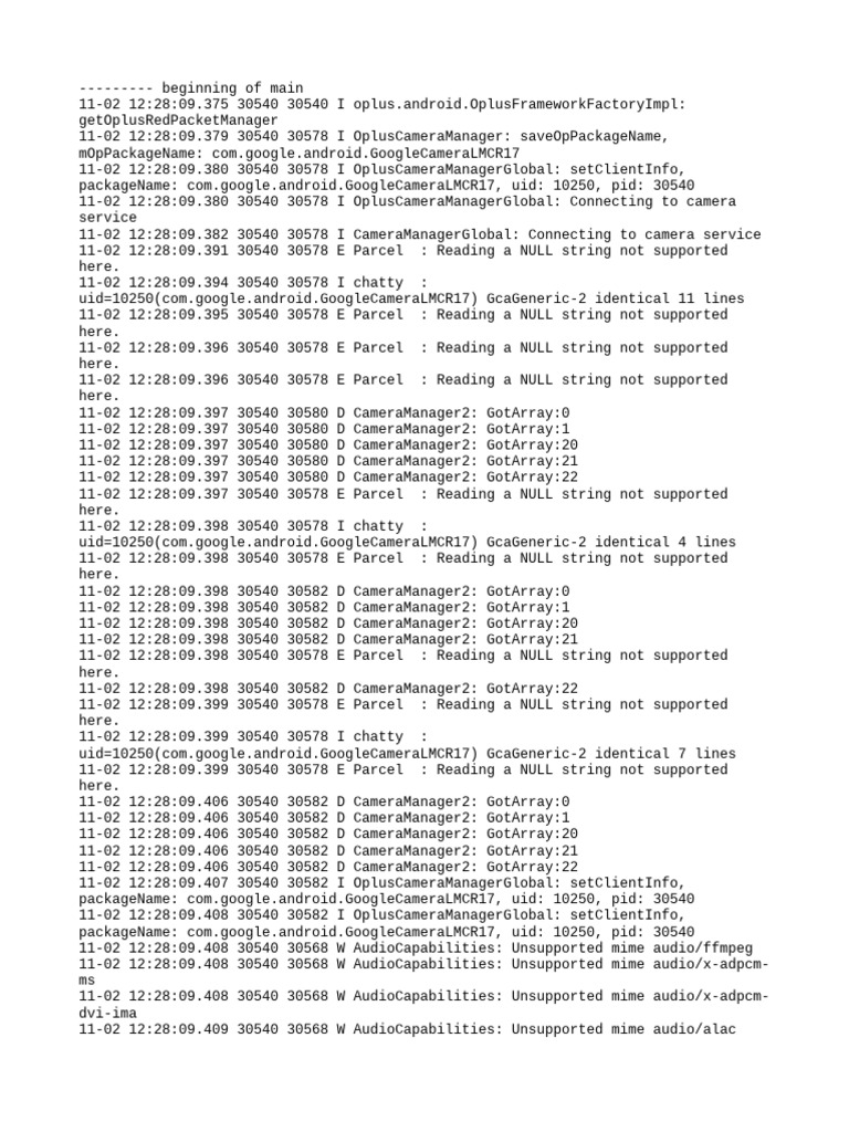 Oplus Camera Manager Log Analysis | PDF | System Software | Operating ...