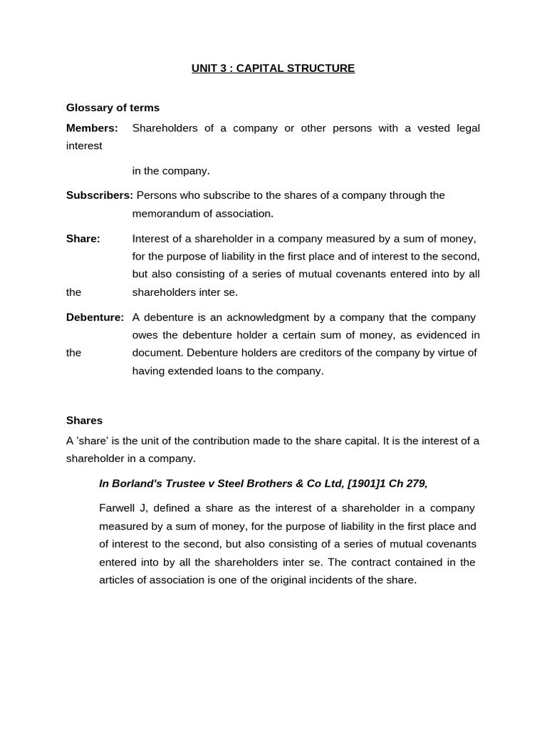 Notes - capital structure | PDF | Dividend | Preferred Stock