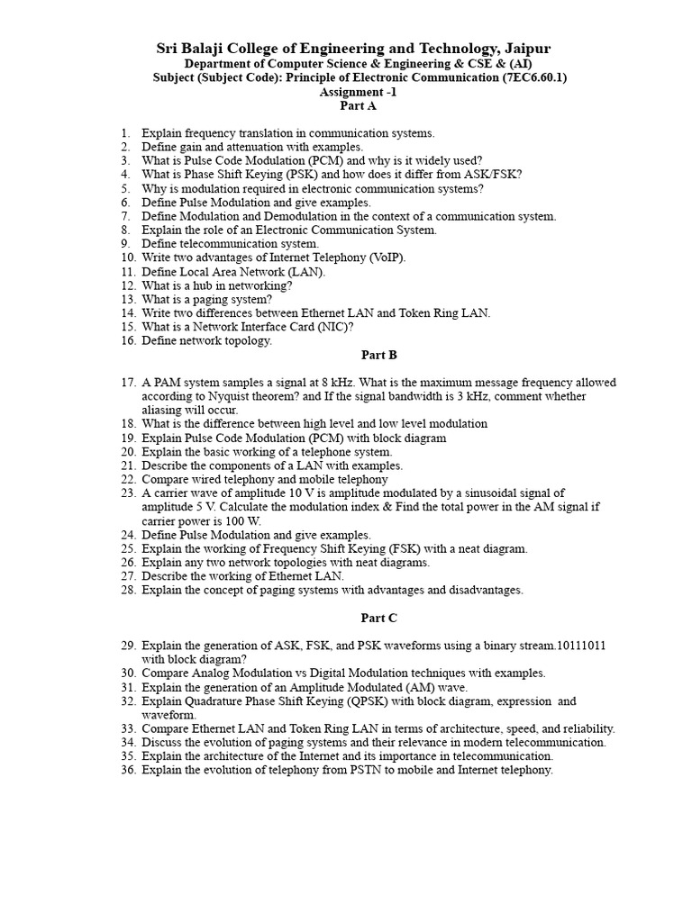 Pec Assignment 1 Pdf Telecommunications Radio Technology