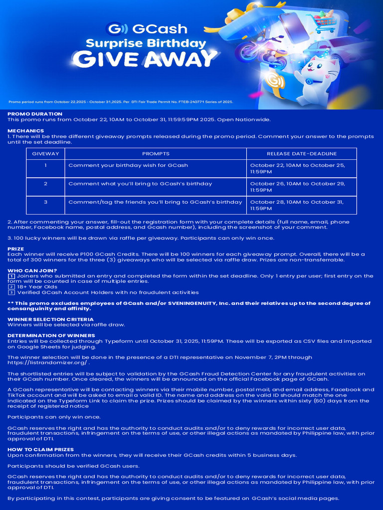 GCash Giveaway Rules and Details | PDF