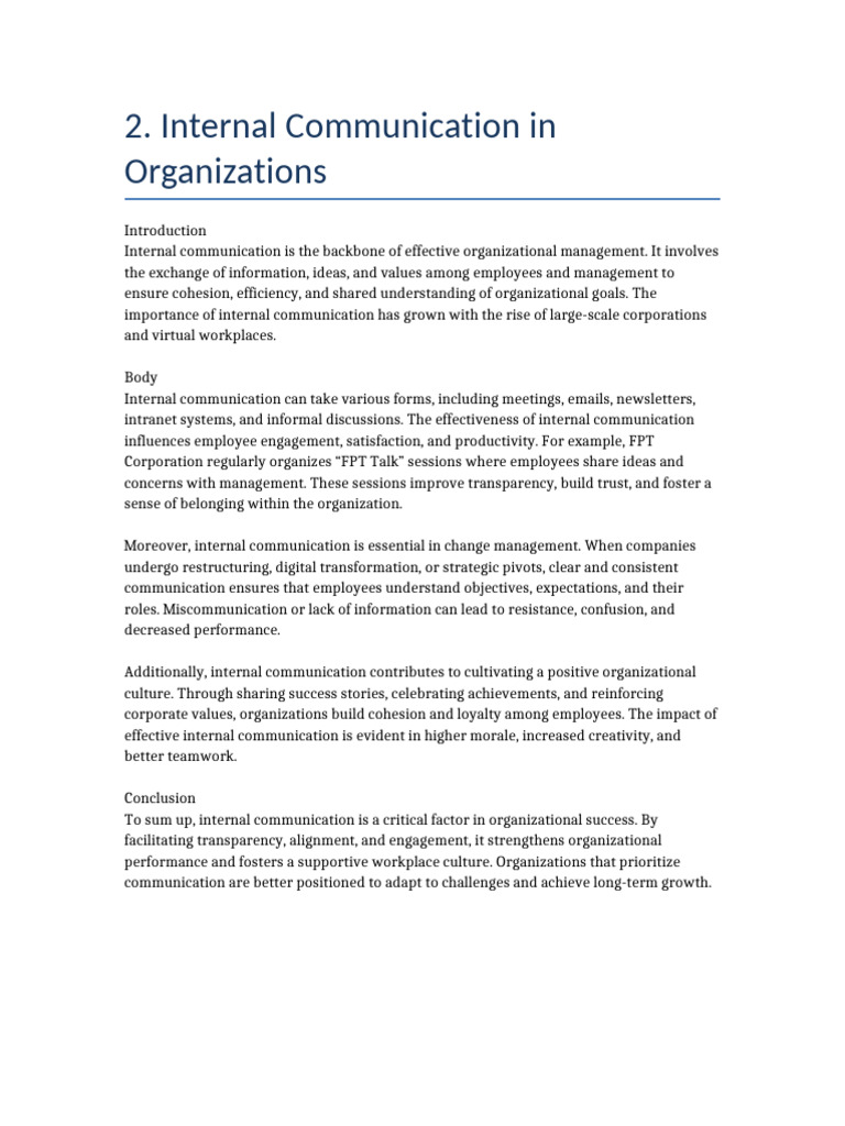 Internal Communication in O | PDF