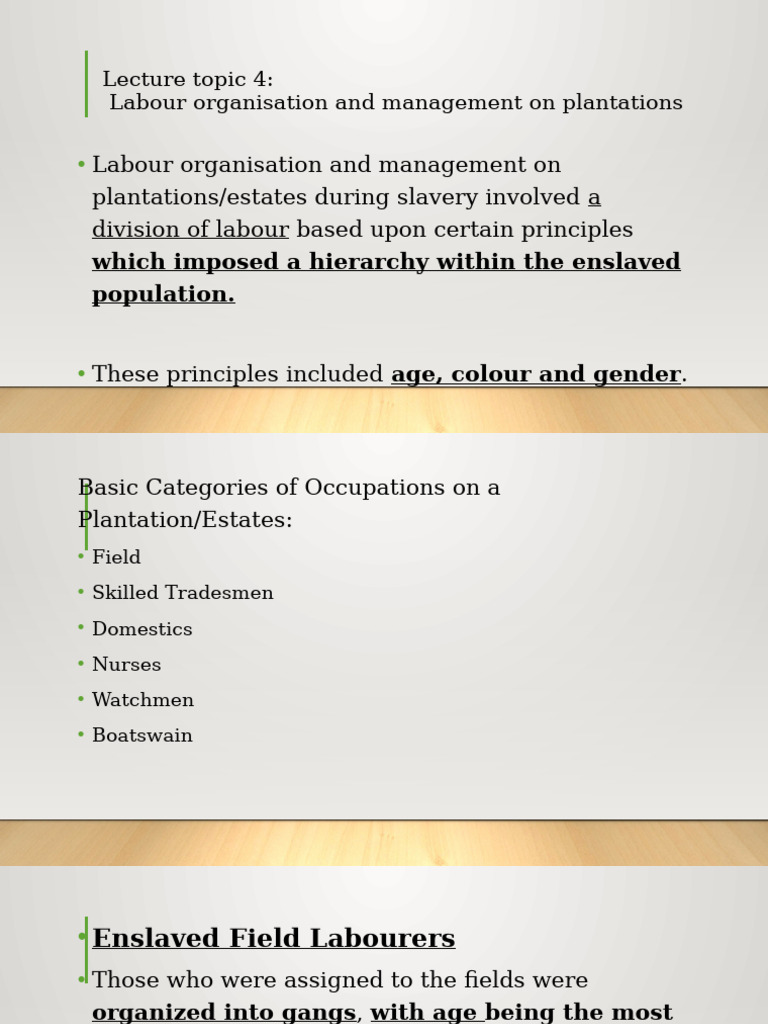 Plantation Labor Management During Slavery | PDF | Slavery In The ...