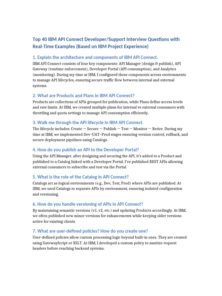 IBM API Connect Interview Questions Guide | PDF | Transport Layer ...