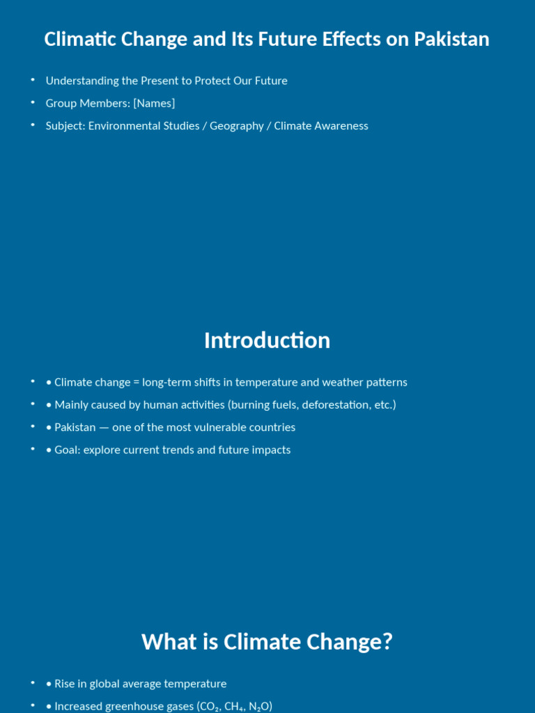 Climate Change Impact on Pakistan's Future | PDF | Climate Change | Flood