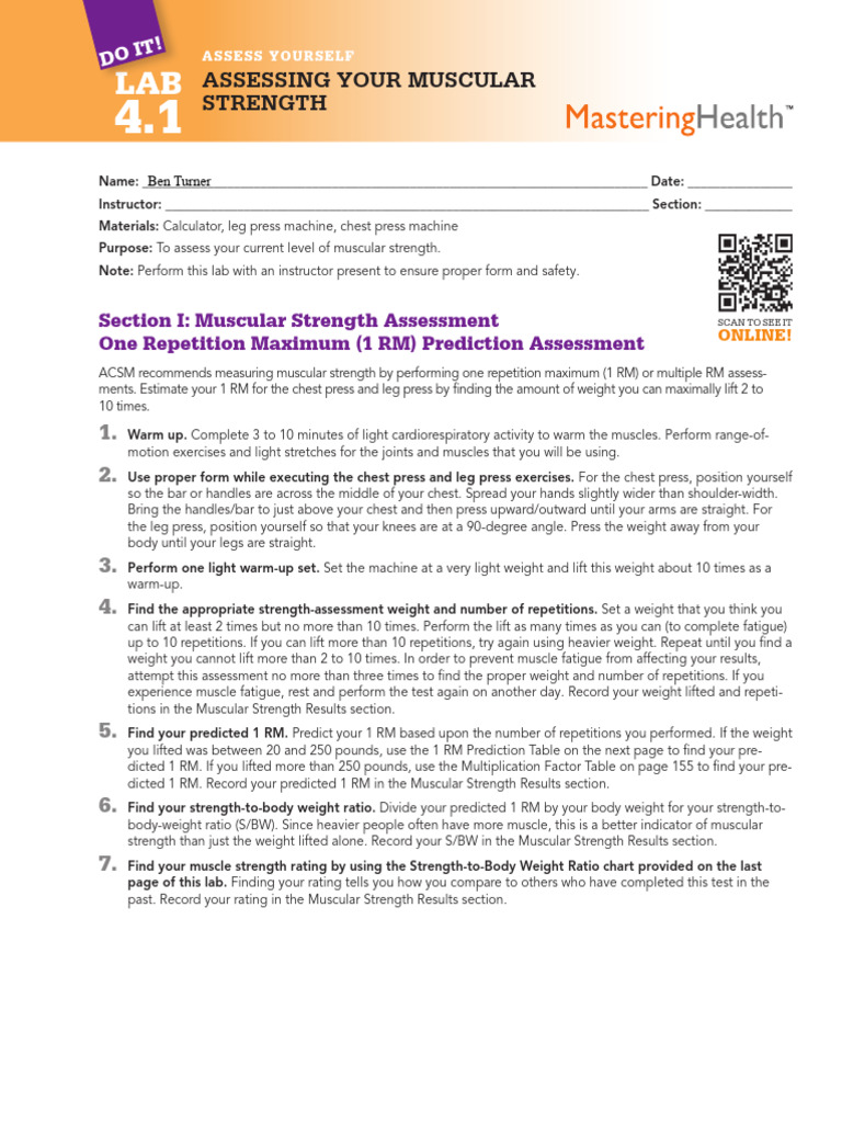 Muscular Strength Assessment Guide | PDF | Physical Strength | Physical ...