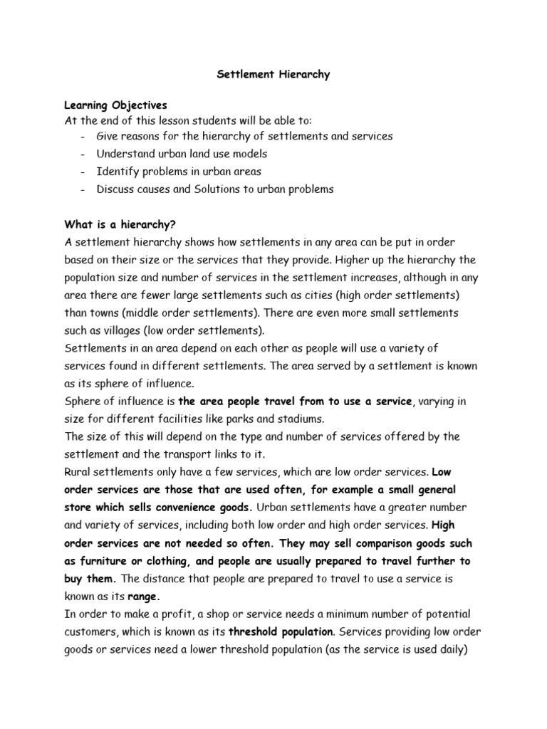 ALP 3 - Settlement Hierarchy | PDF | Cost Of Living | Urbanization
