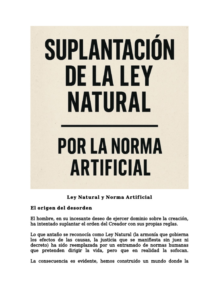 Ley Natural y Norma Artificial | PDF | Moralidad | La Ley natural