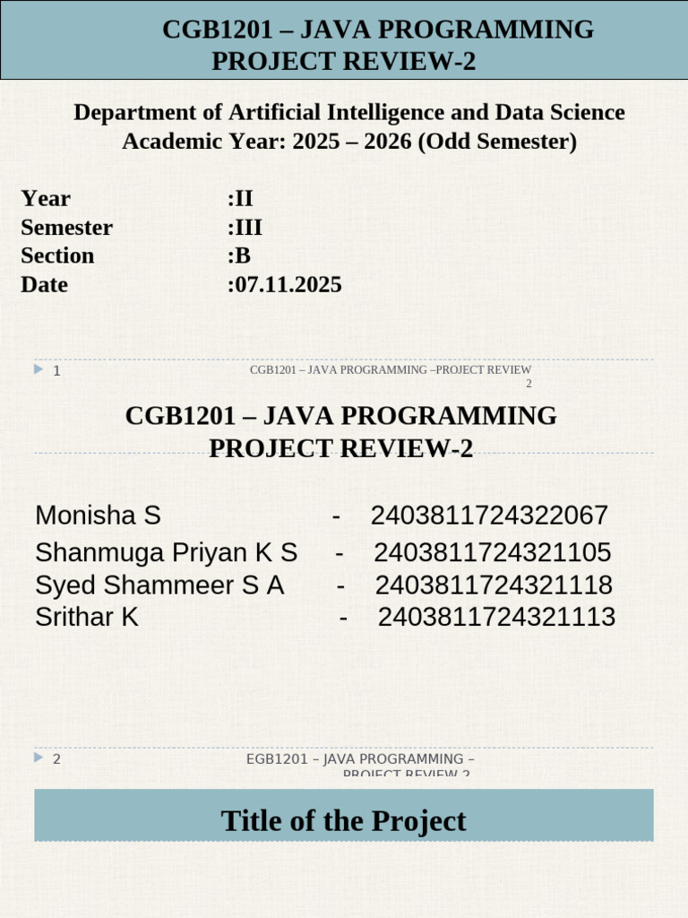 CIA 2 - Project Review2 (1) - RXXX | PDF | System | Java (Programming ...
