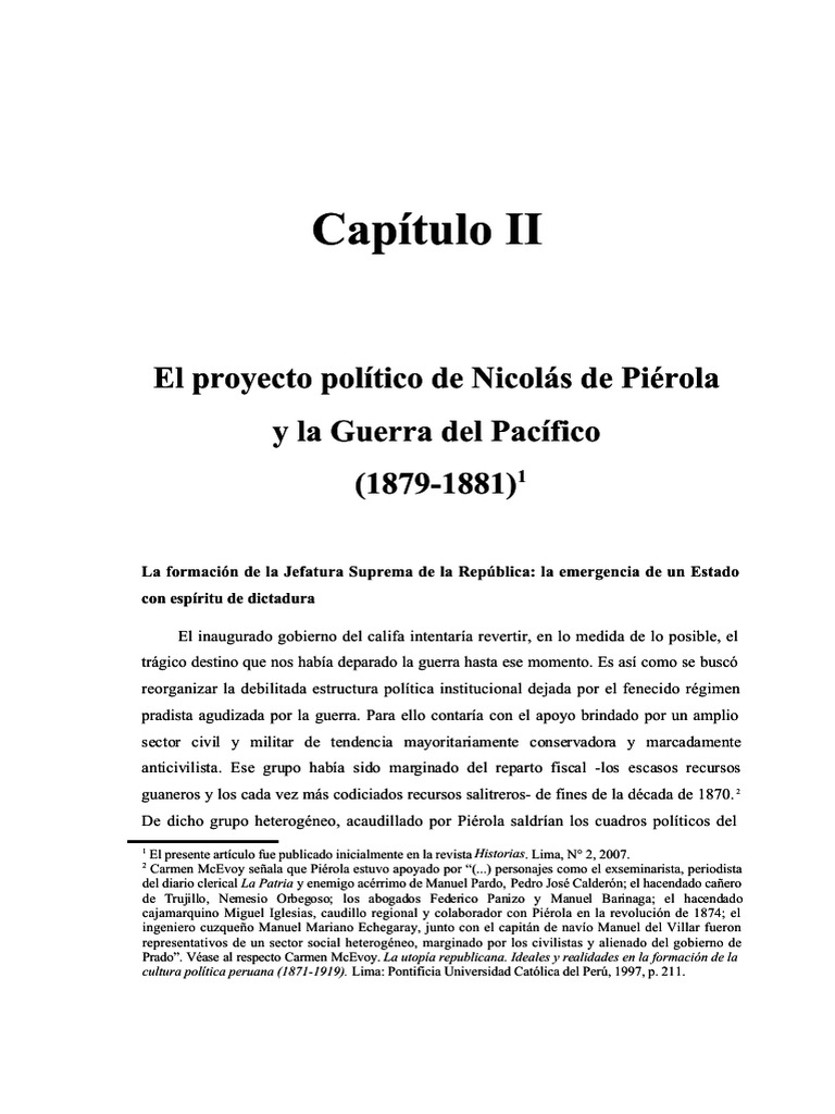 Proyecto político de Piérola (1879-1881) | PDF | Estado (política ...