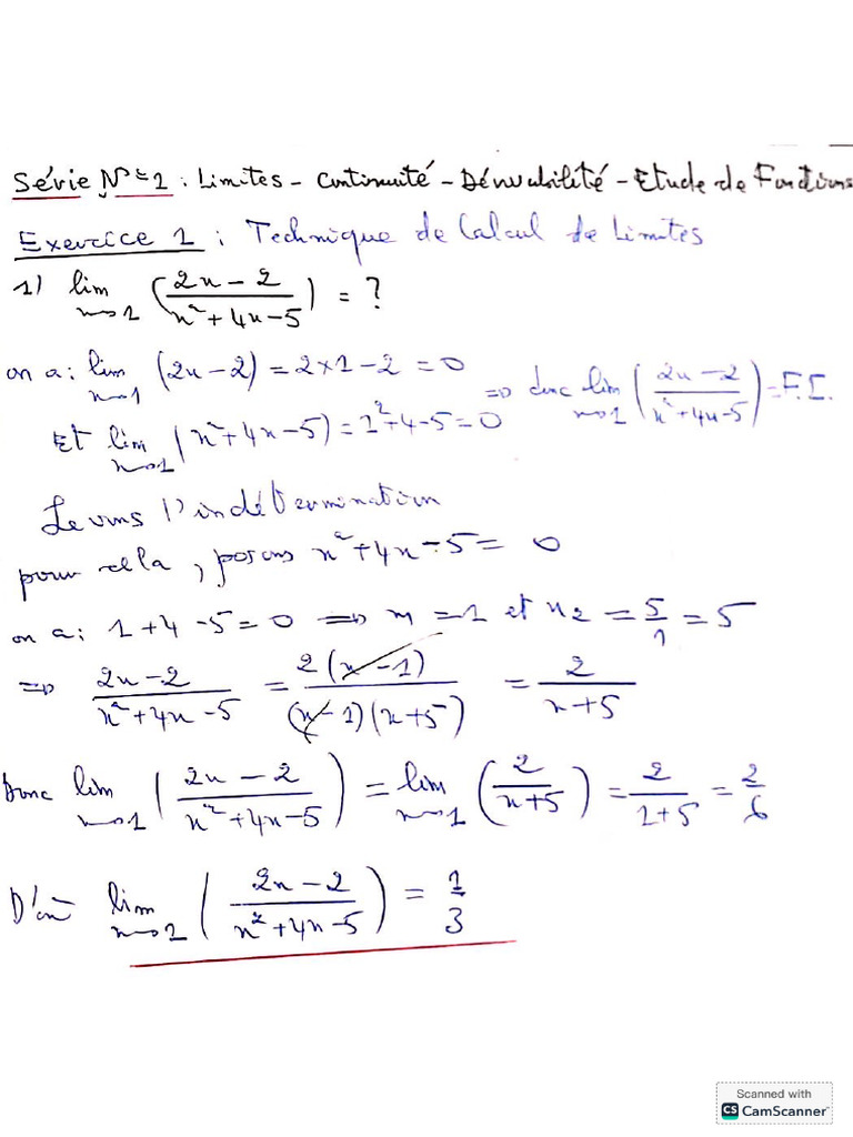 Corrigés Exo1 2 TD Limites | PDF