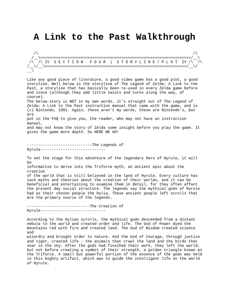 A Link to the Past Walkthrough PDF The Legend Of Zelda