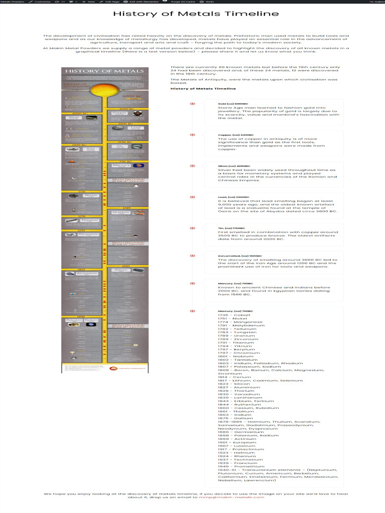 History of Metals Infographic | PDF | Metals | Physical Sciences
