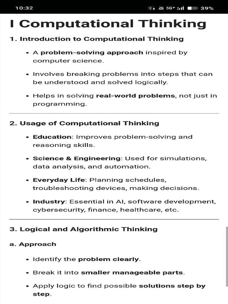 Computational Thinking Notes | PDF