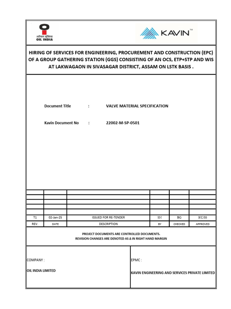Document Title:: Valve Material Specification 22002-M-SP-0501 | PDF ...