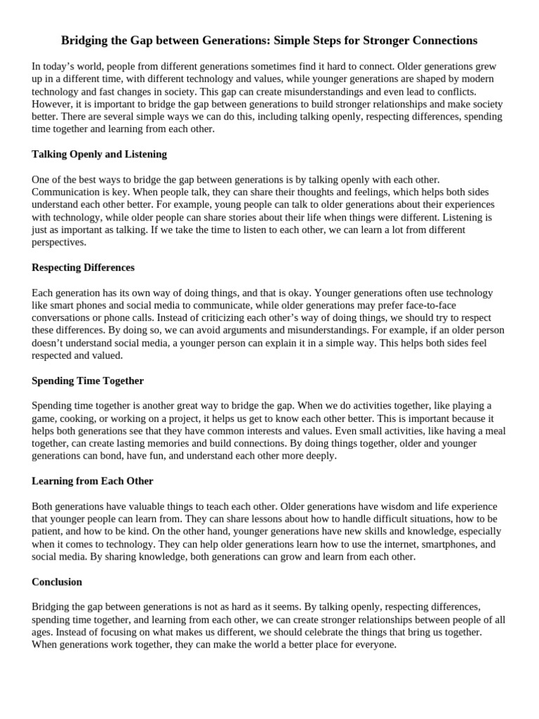 Bridge Generational Gaps Easily | PDF | Cognition