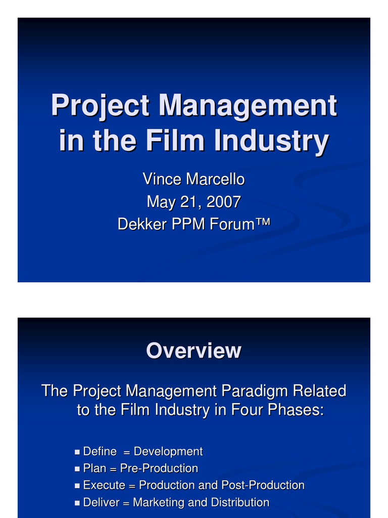 Project Management in The Film Industry | PDF | Screenplay | Project ...