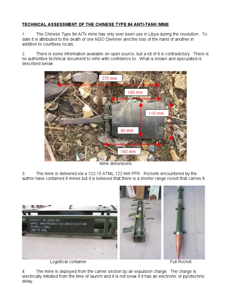 Technical Assessment of Type 84 Mine | PDF | Fuze | Naval Mine