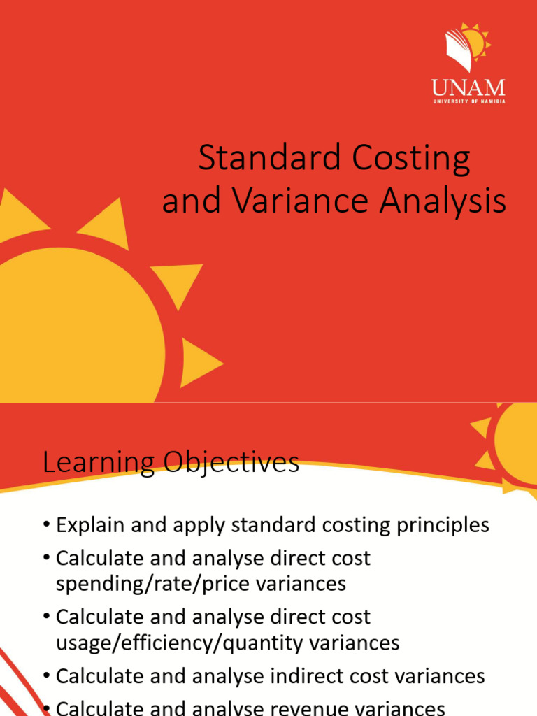 Standard Costing and Variance Analysis Guide | PDF | Budget | Prices