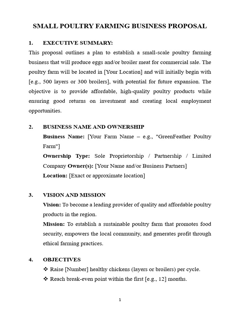 Small Poultry Farming Business Proposal-1 | PDF | Poultry Farming | Chicken