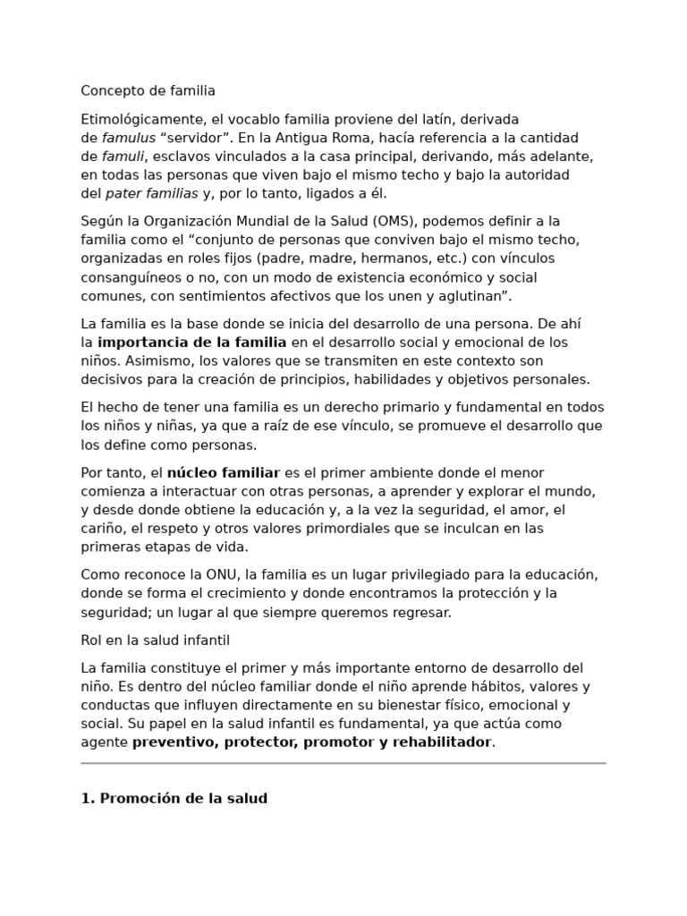 Importancia de la Familia en la Salud Infantil | PDF | Familia ...