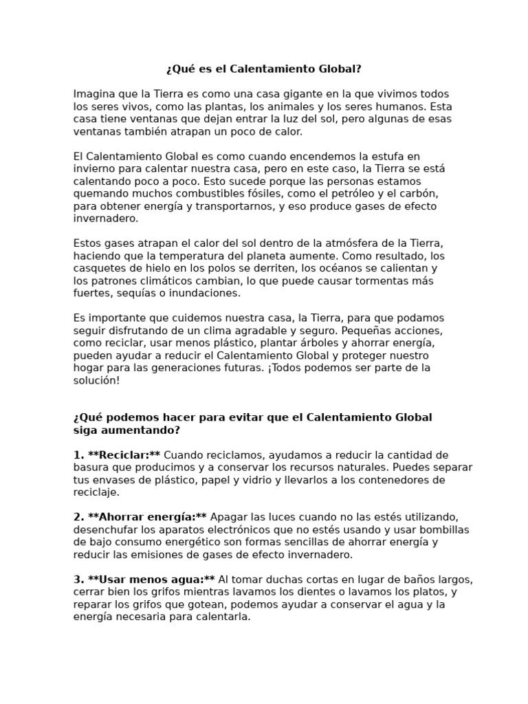 Qué Es El Calentamiento Global | PDF | Tierra | Cambio climático