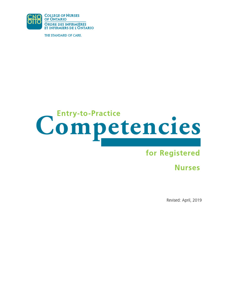CNO Entry-to-Practice Competencies 2020 | PDF | Nursing | Patient Safety