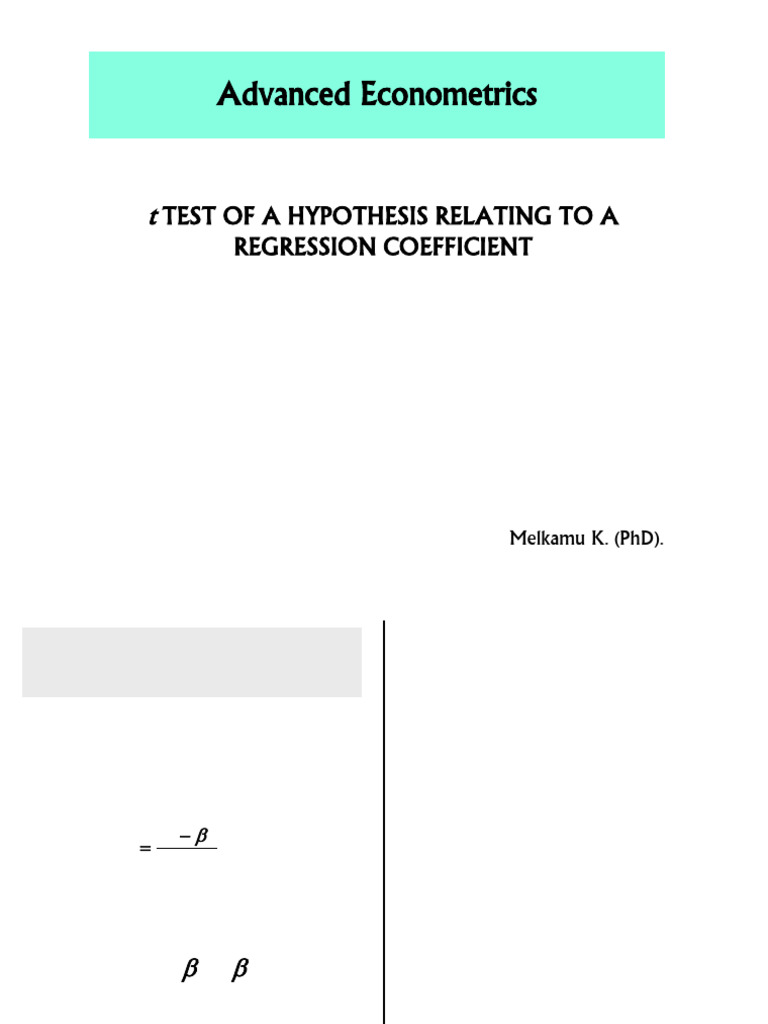 Regression Coefficient Hypothesis Testing | PDF | Student's T Test ...