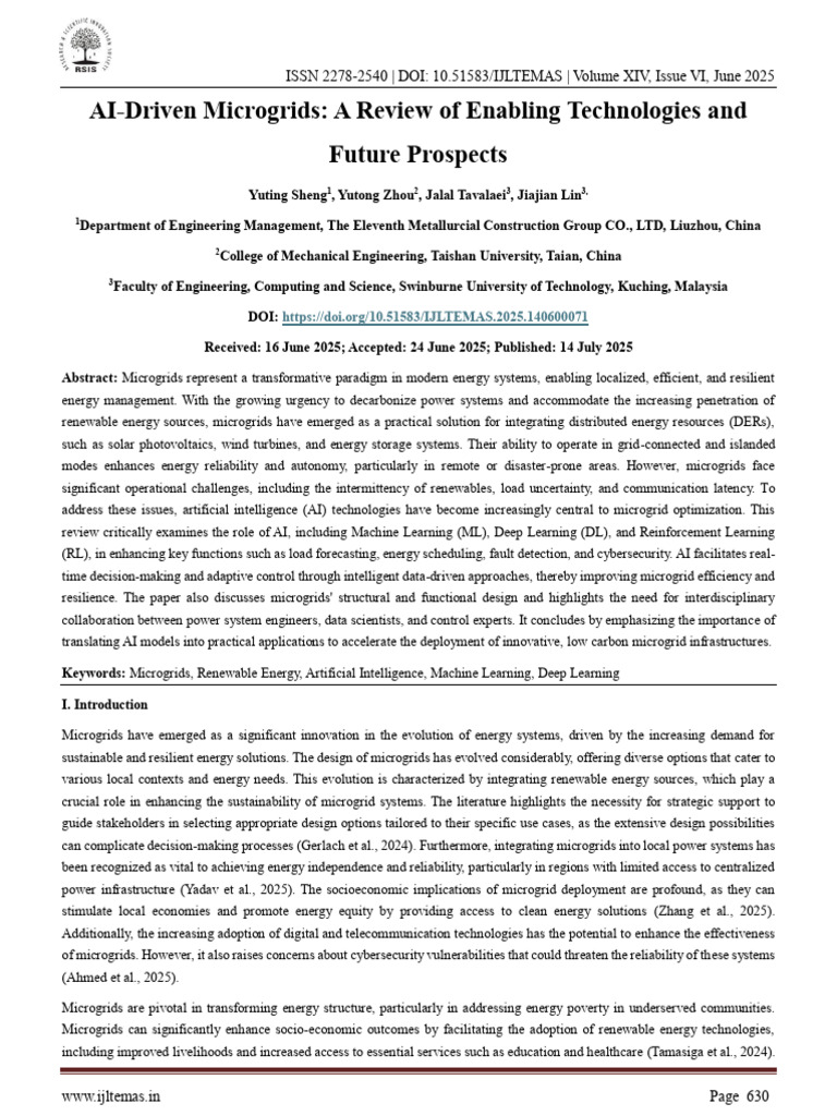 AI in Microgrids: Technologies & Future Insights | PDF | Distributed ...