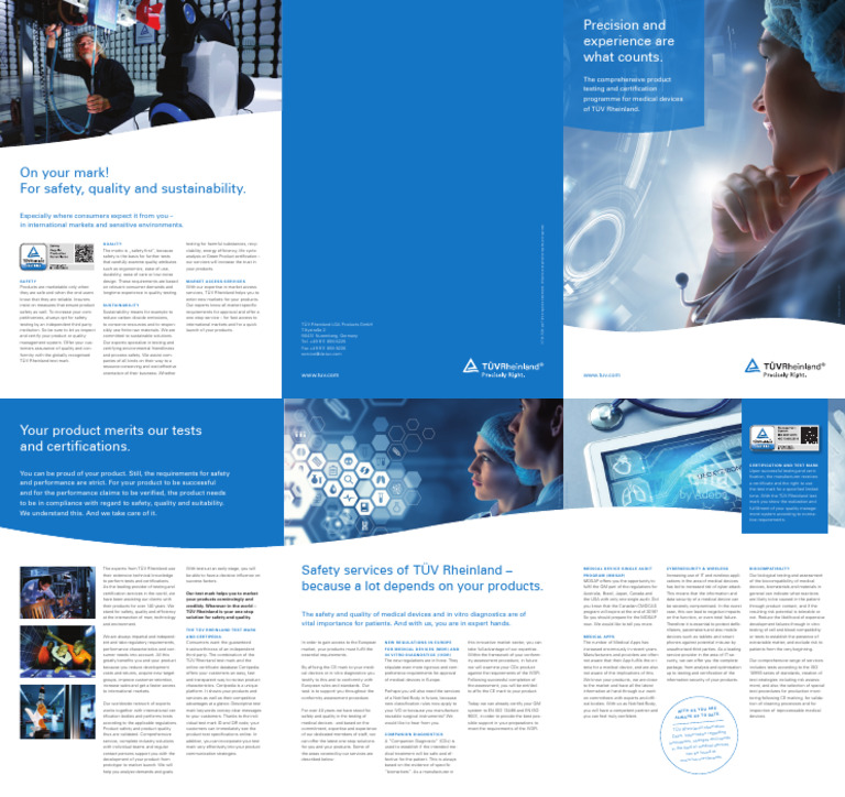 Tuv Rheinland Medical Devices Brochure en | PDF | Medical Device | Safety