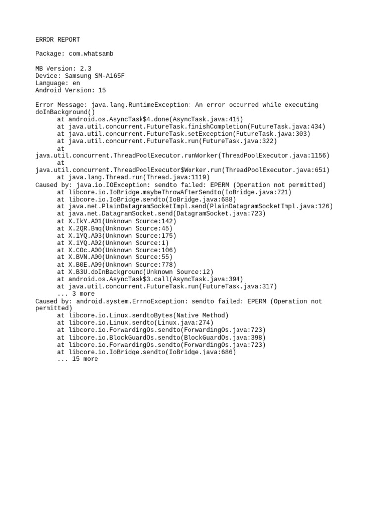 Android Runtime Error Report for App | PDF