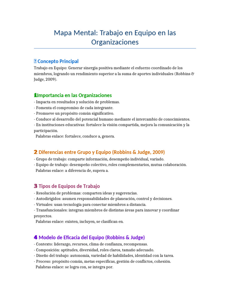 Mapa Mental Trabajo Equipo Colores | PDF | Liderazgo | Cognición