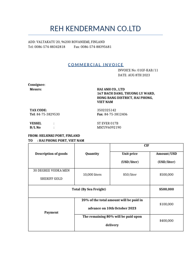 Commercial Invoice Case 2 (1) | PDF