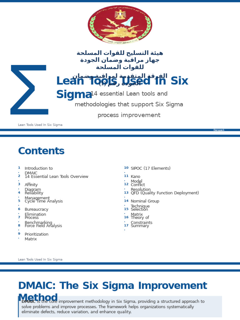 Lean Tools for Six Sigma Success | PDF | Six Sigma | Reliability ...