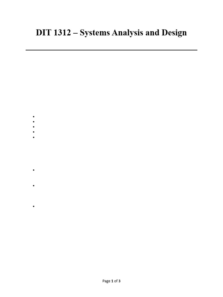 DIT1306 - Fundamentals of Systems Analysis & Design (Lesson 1 Overview ...