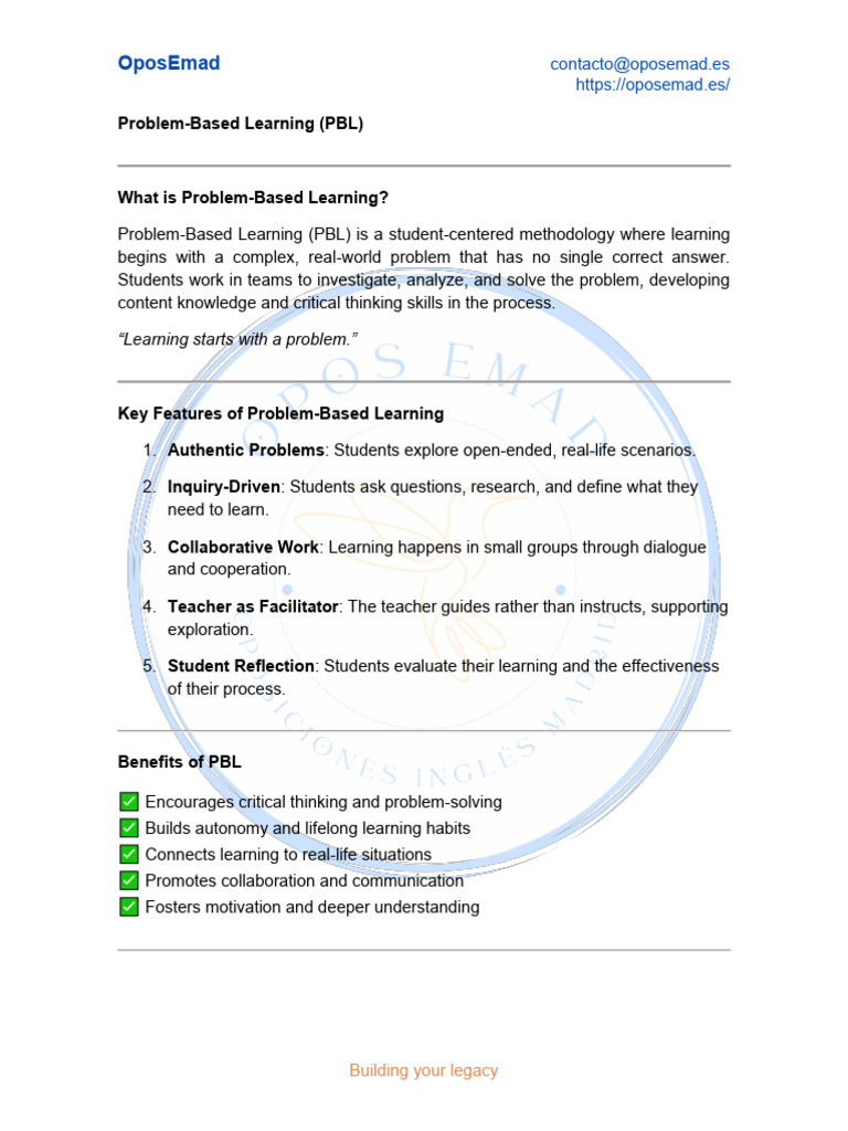 Problem-Based Learning Explained | PDF | Learning | Cognition