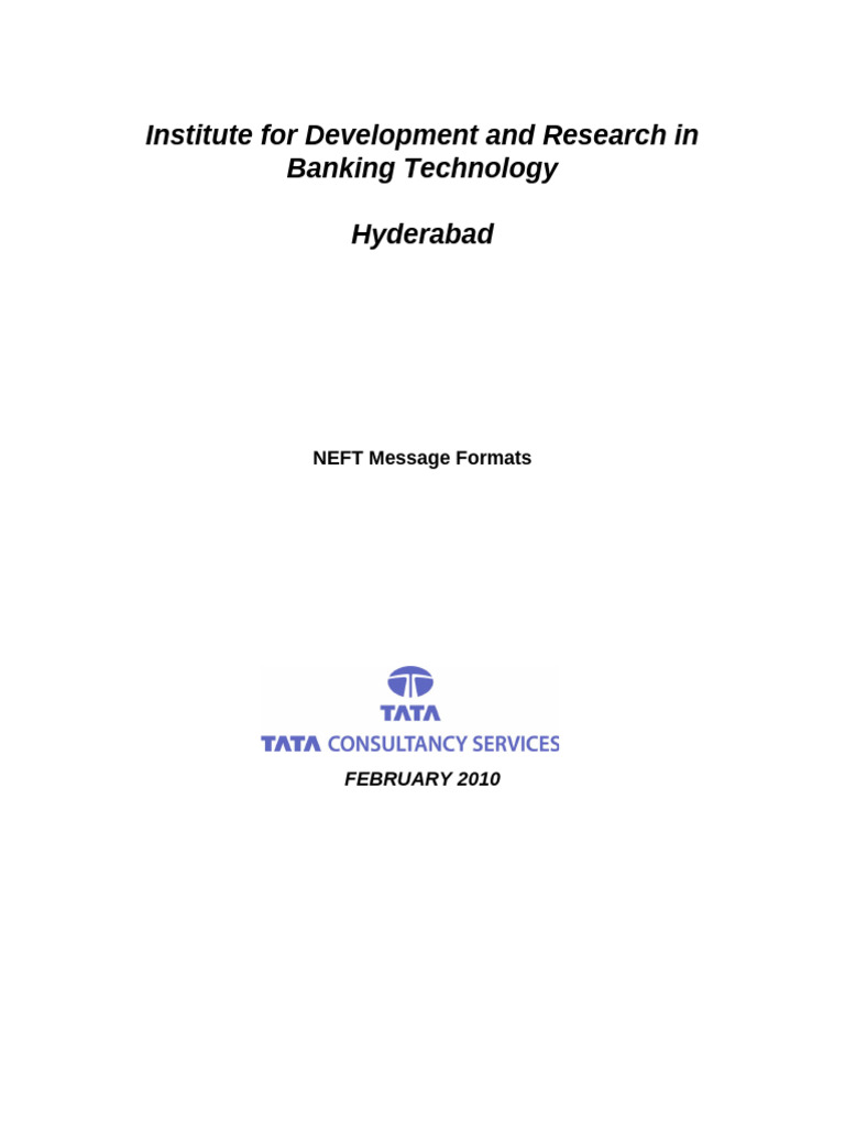 NEFT Message Formats Overview | PDF | Transaction Account | Banks