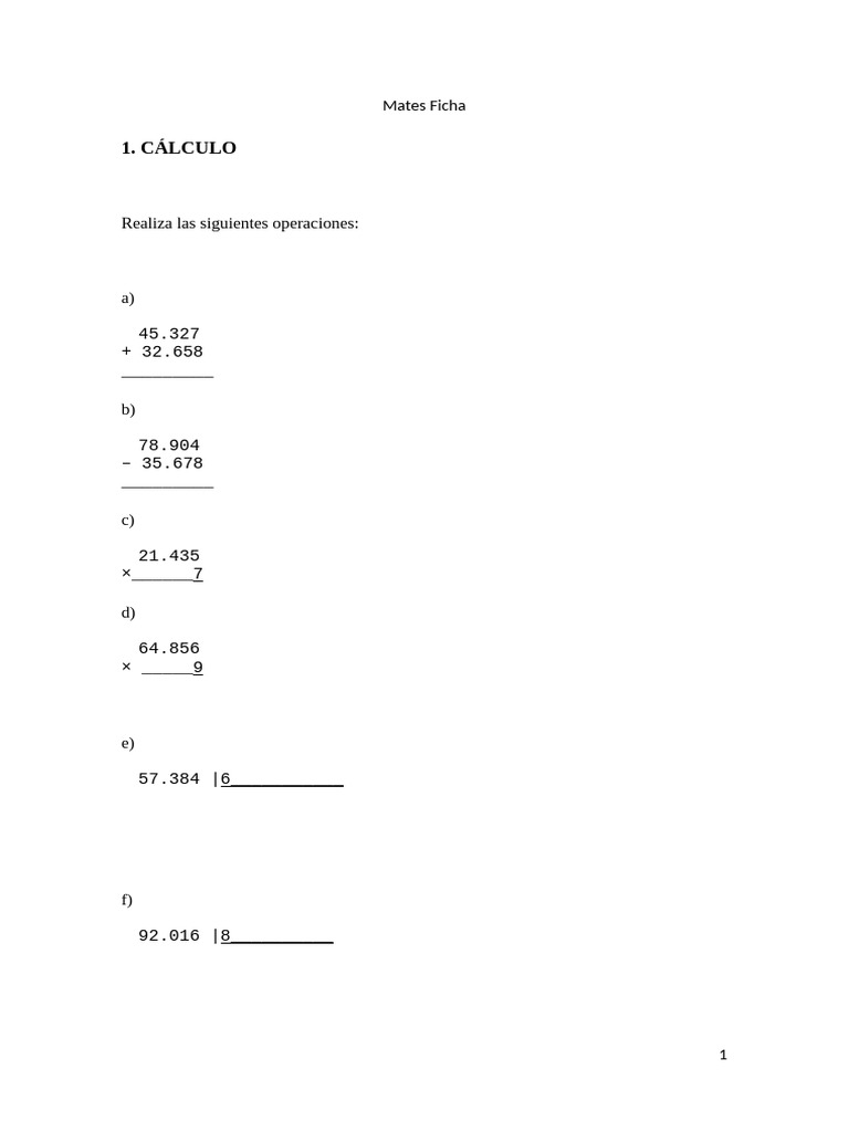 Ejercicios de Cálculo y Problemas Matemáticos | PDF