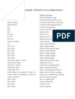 HTML Reference Sheet